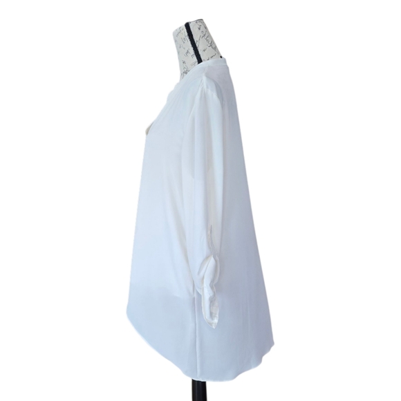 Chico's Ivory Roll Tab Long Sleeve Semi Sheer Tunic Blouse XL - Picture 4 of 8